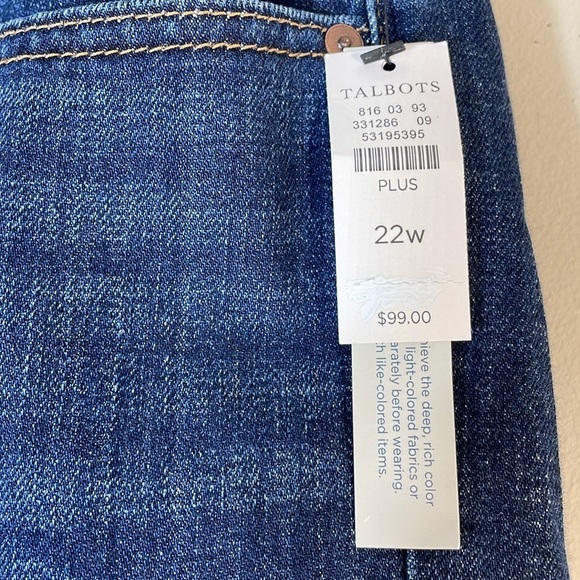 NWT. Talbots 22W Flawless High Waist Modern Ankle Straight Leg Jeans. - Picture 3 of 10